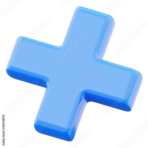 Plus sign cross symbol icon 3d illustration isolated on transparent background