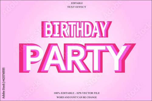 Birthday Party editable text effect emboss
