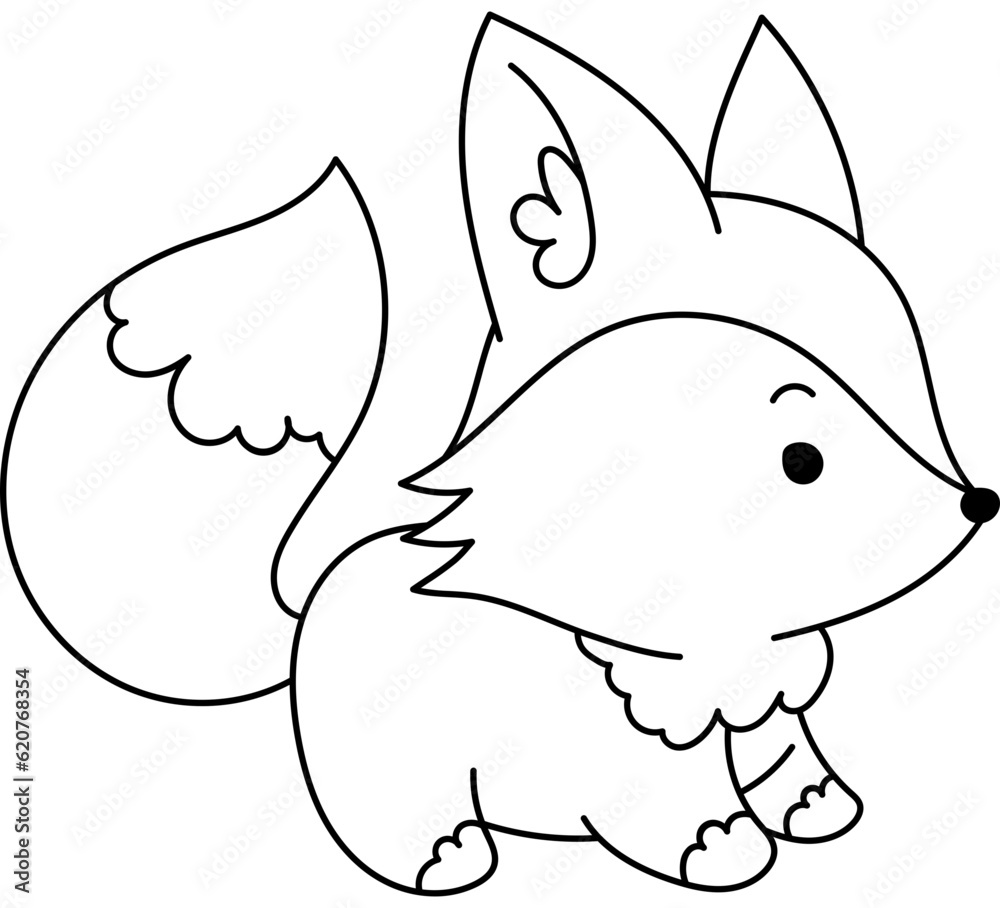 Fototapeta premium Fox Character Coloring Page