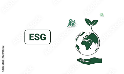 Environmentally friendly green earth symbol. Logo or icon for designing banners, covers, posters and more. Graphics on white background. Business concept and sustainable growth.