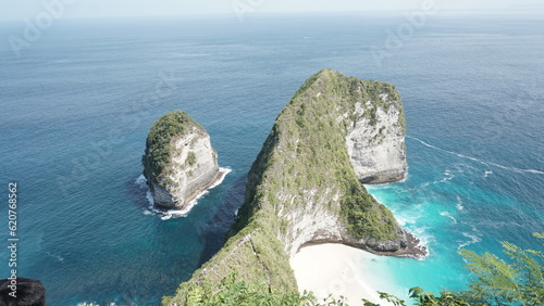 a vast ocean with a unique island shape, this is in Nusa penida