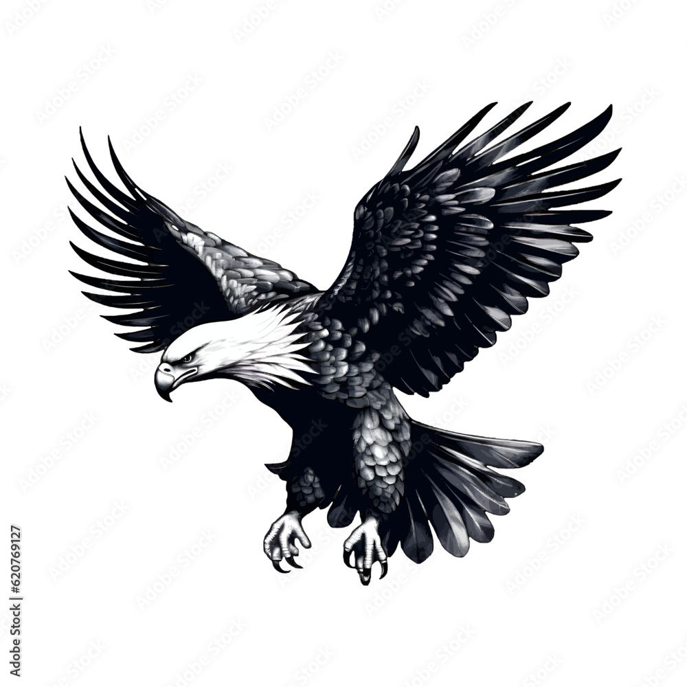 Eagle in flight, Eagle vector, isolated on white background, eagle, isolated vector sign symbol, vector illustration.