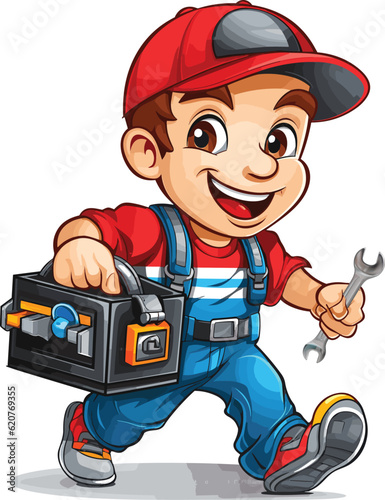 Little boy with tool box