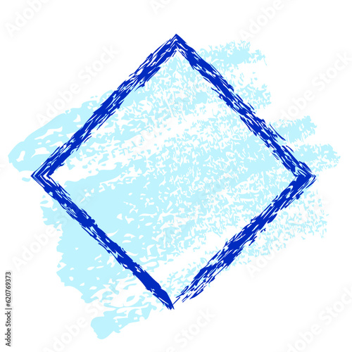 simple blue square background hand draw vector crayon sketch frame