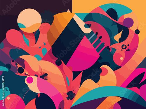 Abstract Illustration of Colorful Floral Aesthetic Background
