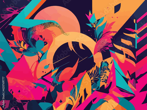 Abstract Illustration of Colorful Floral Aesthetic Background