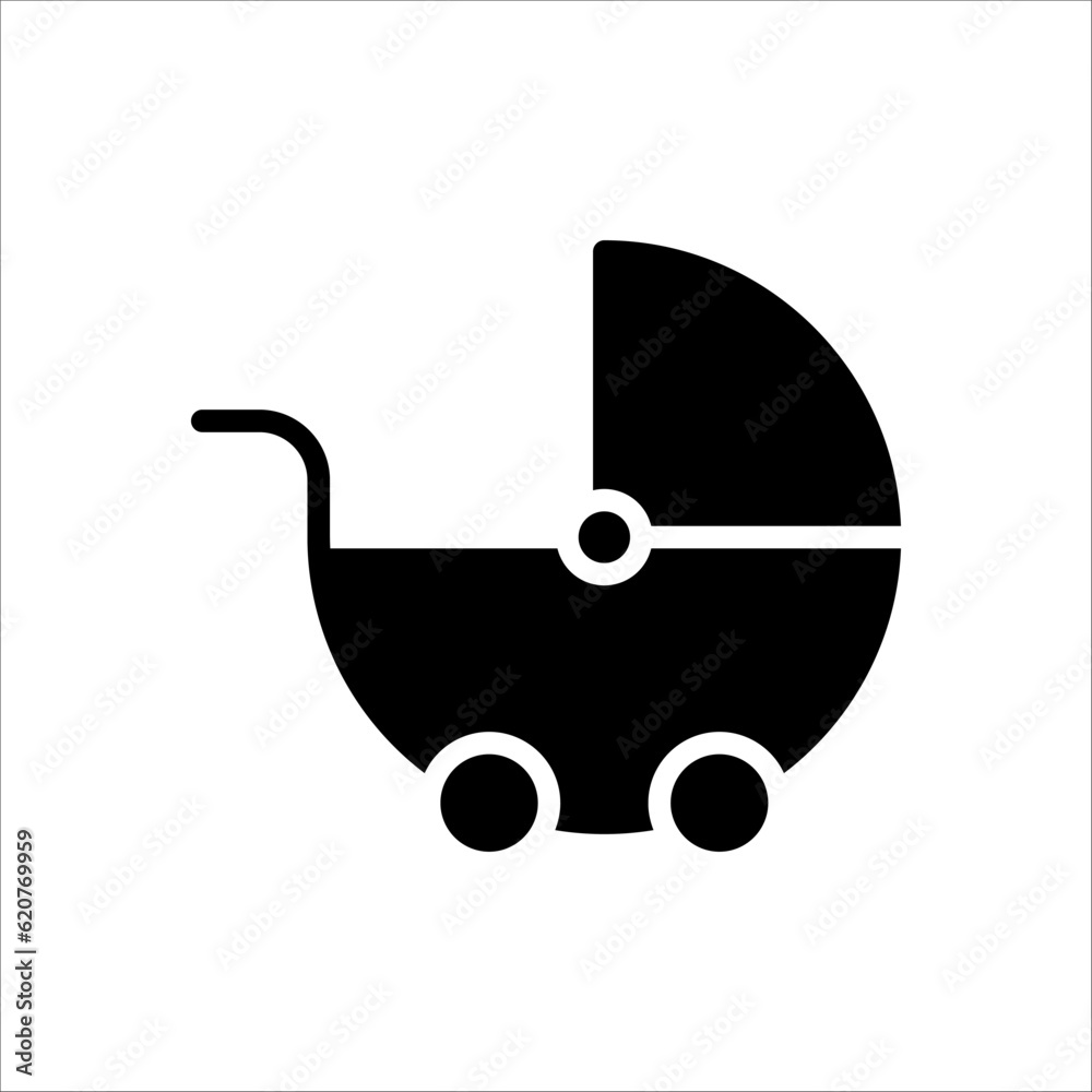 Baby stroller icon. Simple baby carriage icon on white background Baby stroller icon. Simple baby carriage icon on white background
