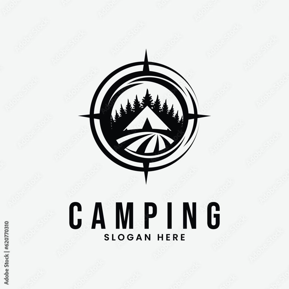 camping logo line art design
