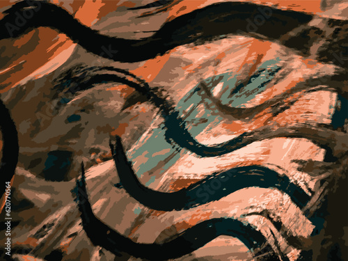 Vector illustration of abstract brush strokes