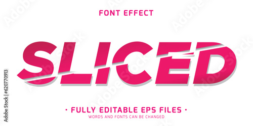 Sliced text effect. Editable font effect photo