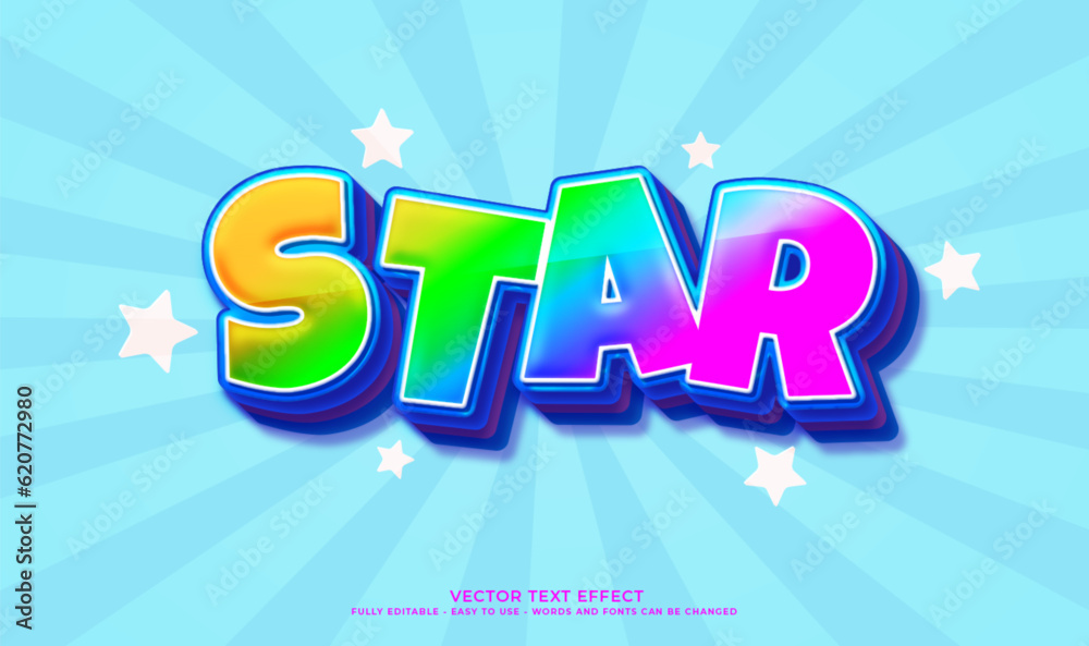 Fototapeta premium Vector star 3d text effect
