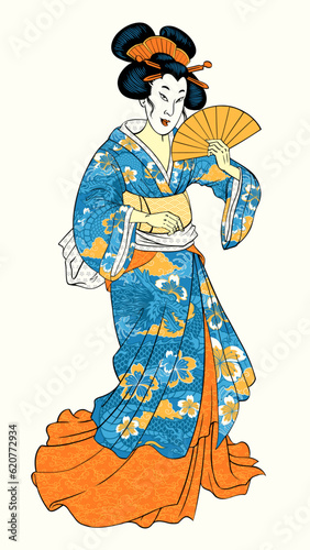 Beautiful Geisha in Traditional Kimono