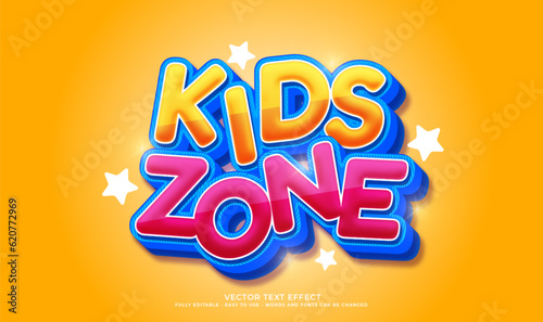 Vector kids zone cartoon 3d text style effect