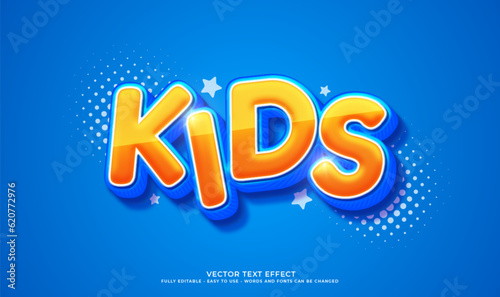 Vector kids cartoon 3d text style effect