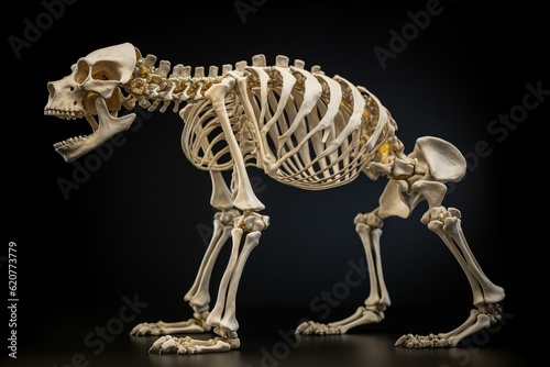 3D anatomy of the middle phalanx bones in a dog s skeleton for medical use. Generative AI