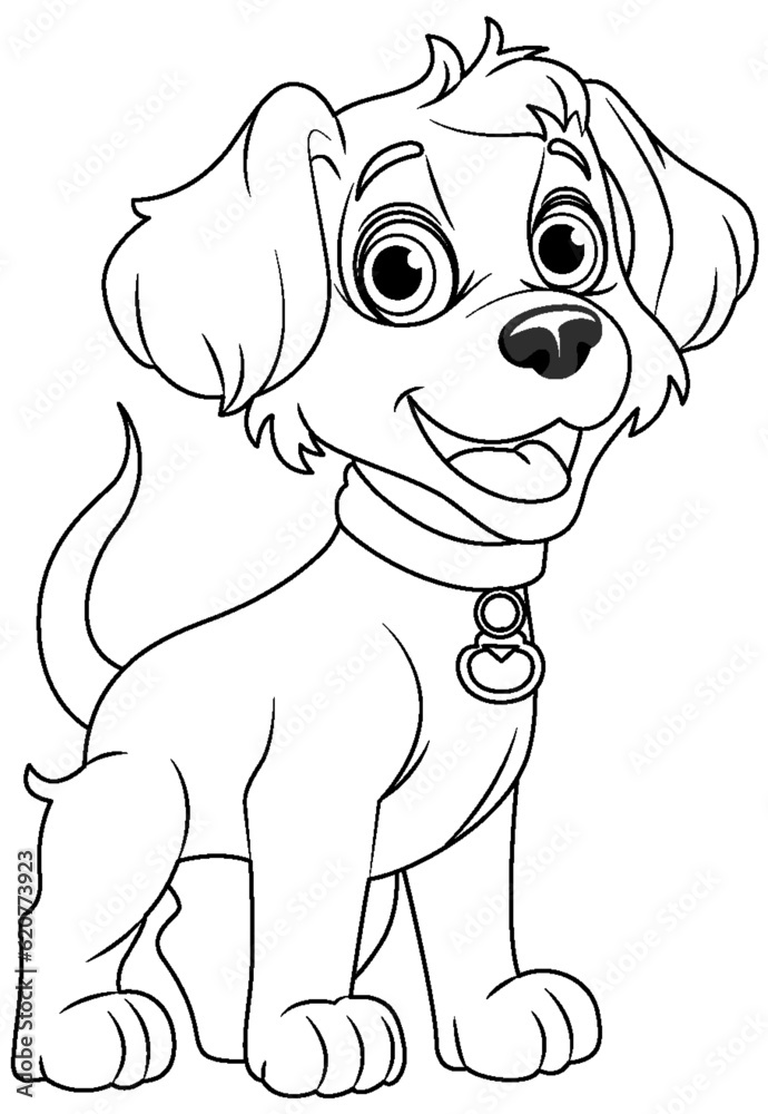 Fototapeta premium Coloring Page Outline of Cute Dog