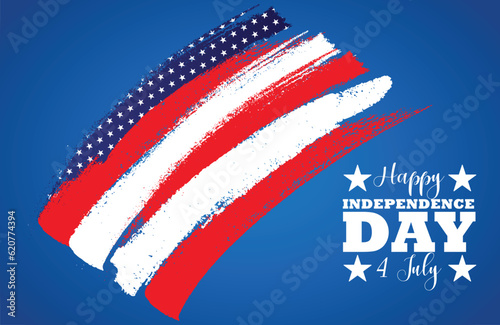 4th July American Independence day grunge flag template