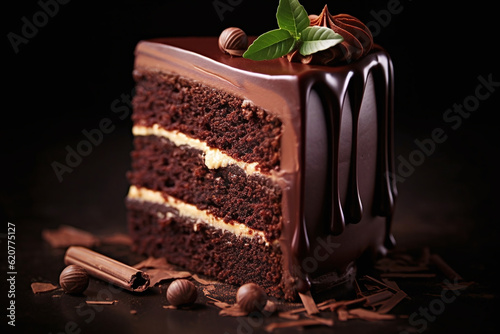 A Piece of Chocolate Cake Generative AI photo
