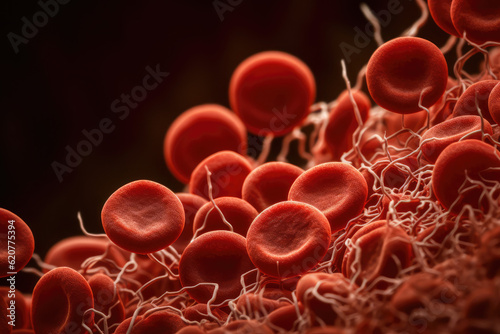 platelets forming a clot to stop bleeding in a blood vessel, generative AI
