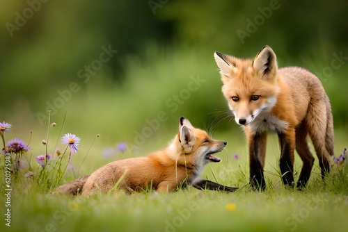 red fox playing in a field © MuhammadTalha