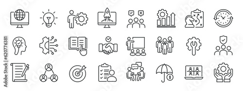 Workshop line icons. Editable stroke. For website marketing design, logo, app, template, ui, etc. Vector illustration.