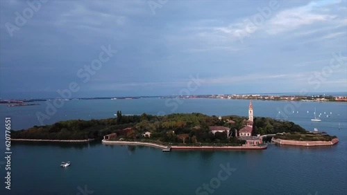 POVEGLIA ISLAND IN VENICE DRONE SHOT photo