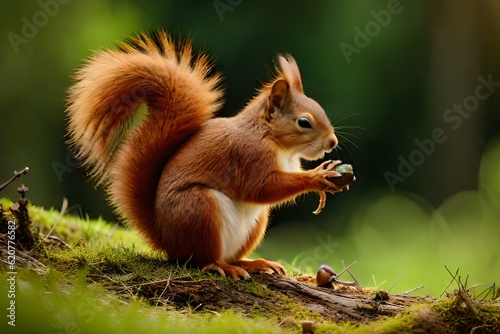 squirrel on a tree, beautiful wallpapers, textures and backgrounds - Generative AI © MuhammadTalha