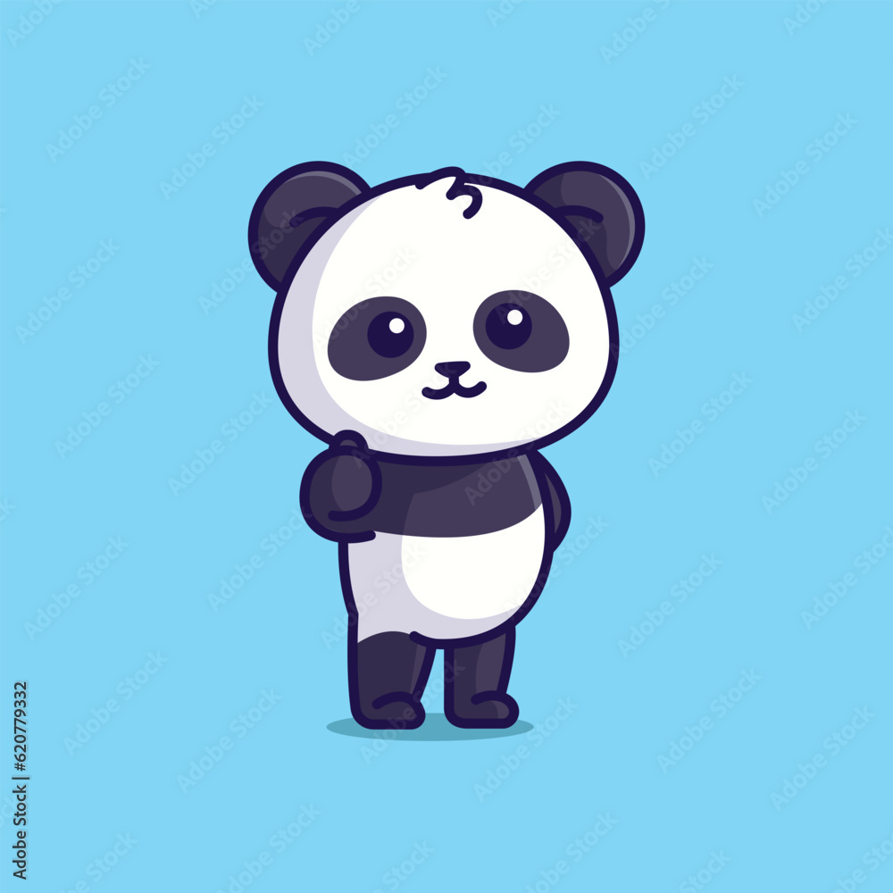 Cute panda thumbs up simple cartoon vector illustration animal nature icon Cute panda thumbs up simple cartoon vector illustration animal nature icon