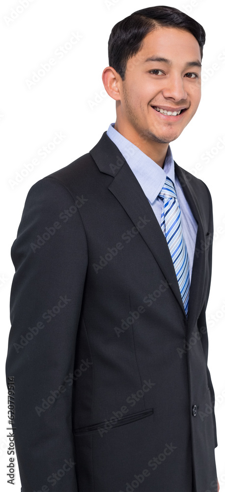 Digital png photo of happy asian businessman looking at camera on transparent background Digital png photo of happy asian businessman looking at camera on transparent background