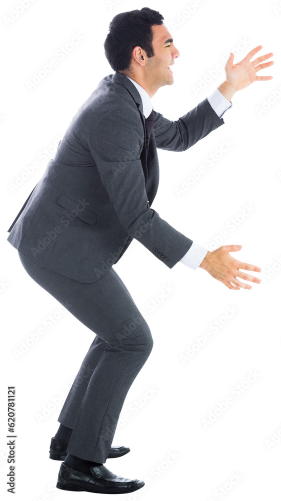 Digital png photo of happy asian businessman catching on transparent background Digital png photo of happy asian businessman catching on transparent background