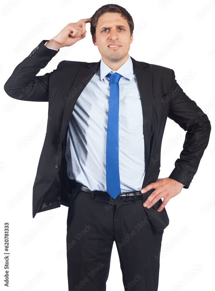 Digital png photo of confused caucasian businessmann on transparent background Digital png photo of confused caucasian businessmann on transparent background