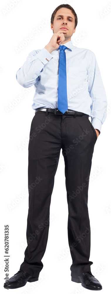 Digital png photo of pensive caucasian businessman on transparent background Digital png photo of pensive caucasian businessman on transparent background