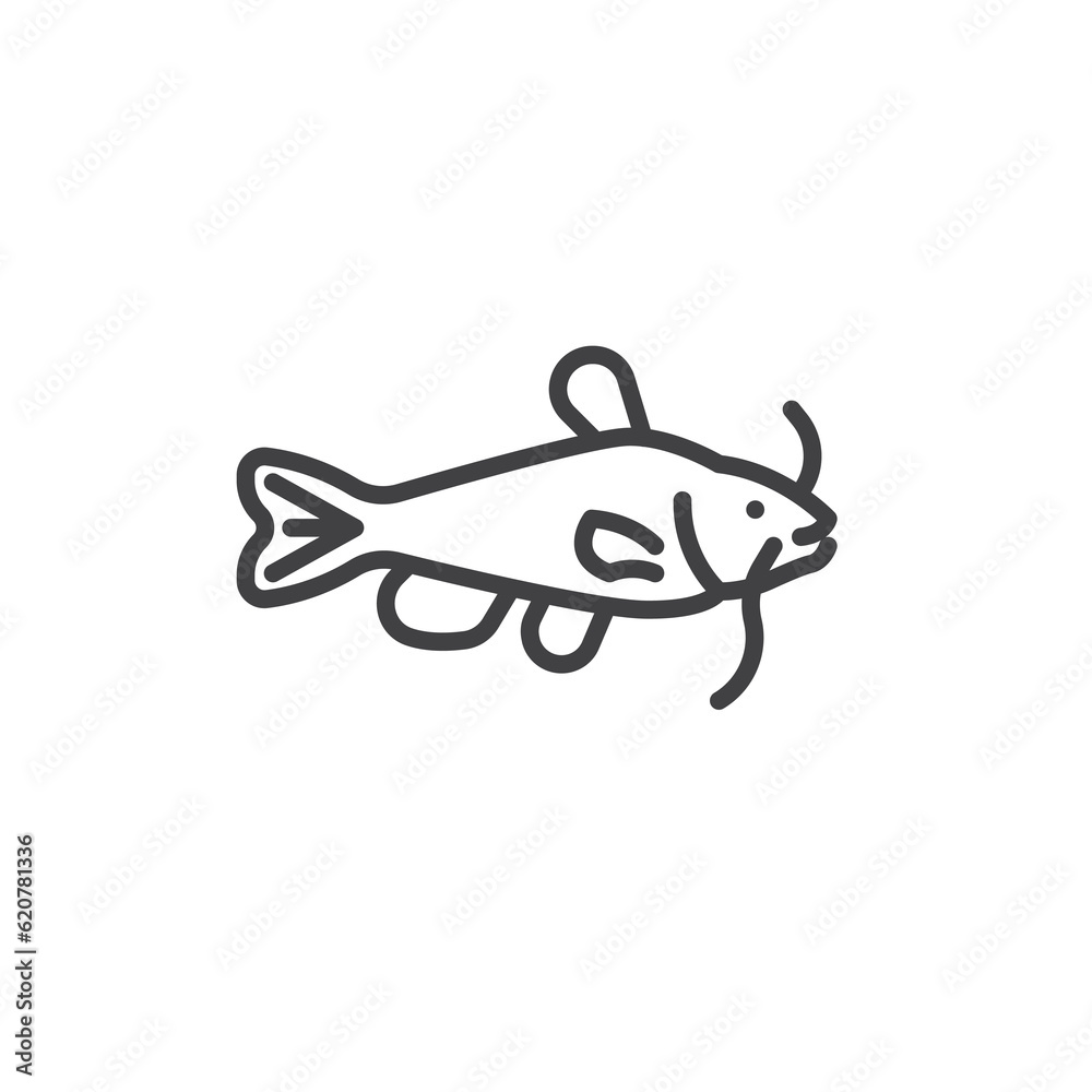 Catfish fish line icon