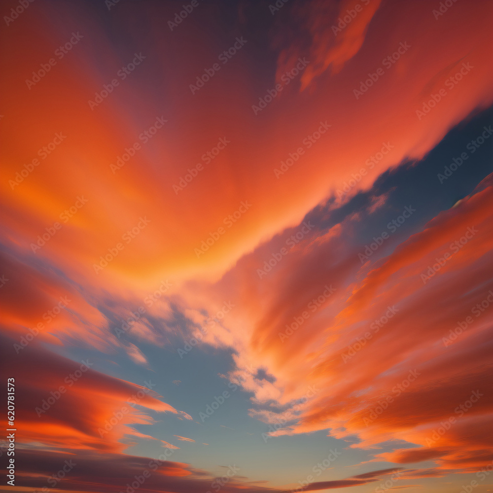 Abstract sunset sky background with vibrant hues of orange and pink.
