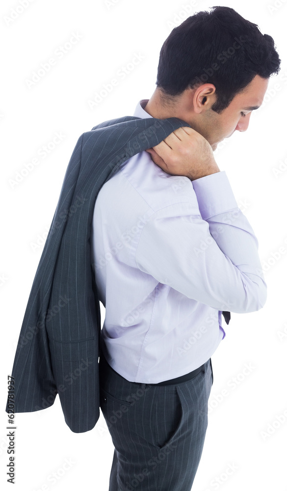Digital png photo of pensive hispanic businessman on transparent background Digital png photo of pensive hispanic businessman on transparent background
