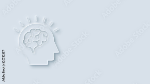 Human brain icon, Brain activity concept. flat line style. Brain in the human head isolated background. Human mind icon Human head Question, Idea, think and Solution.