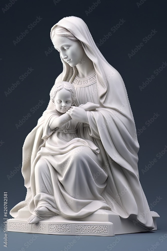 Statue of the Orthodox Virgin Mary with the Child AI