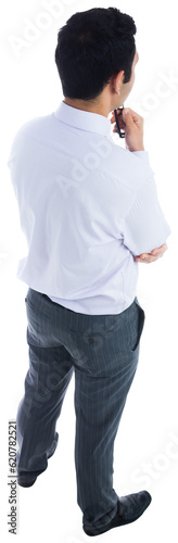 Digital png photo of back view of asian businessman on transparent background
