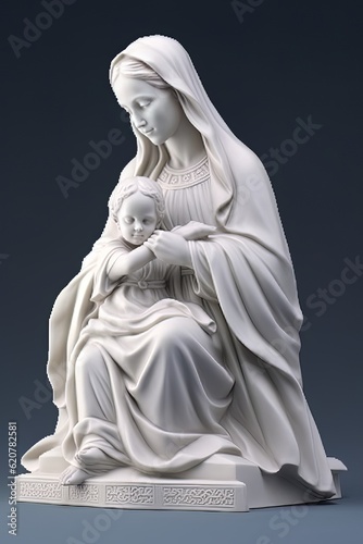Statue of the Orthodox Virgin Mary with the Child AI © Vitalii But