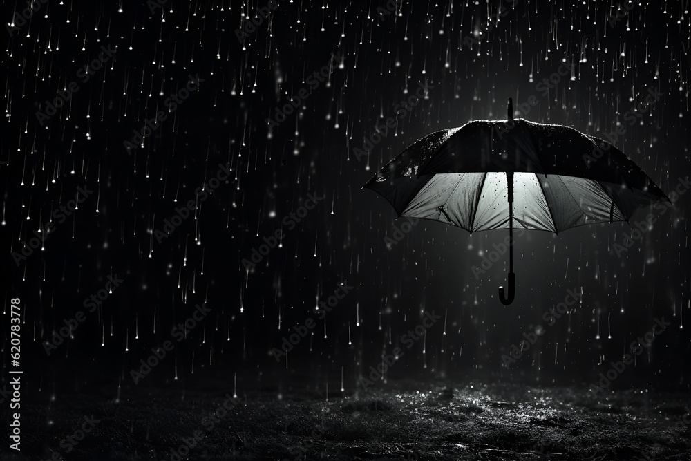 black umbrella in the rain