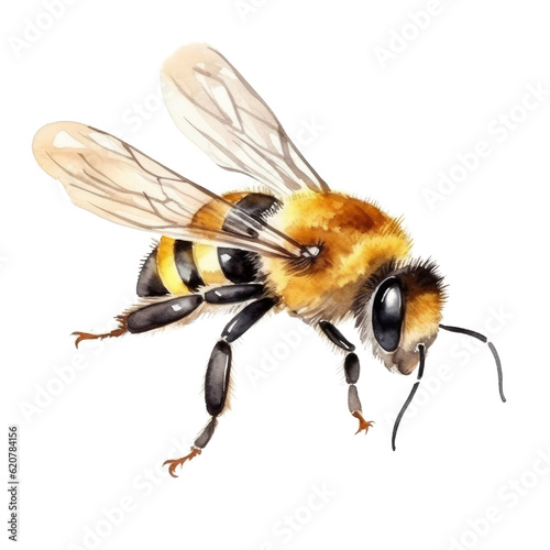 Bee watercolor clipart. Generative AI illustration
