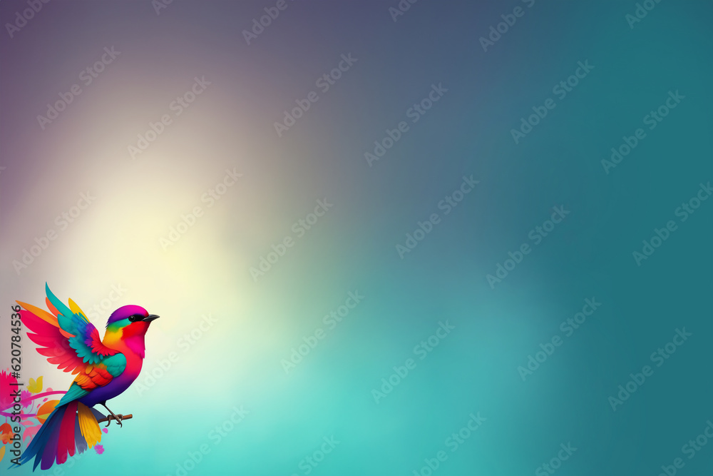 Obraz premium Colorful peace bird on a branch illustration background wallpaper