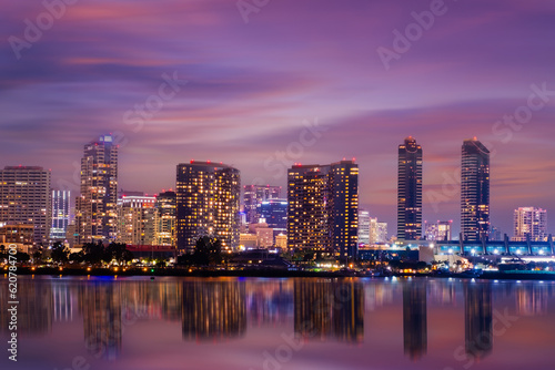 View of  cityscape at Night   San Diego  California  USA