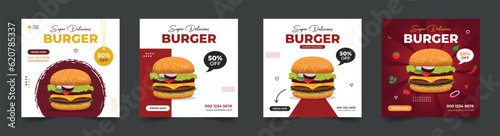 Food social media post or web banner template design. Food promotion banner. Burger social media post vector illustration