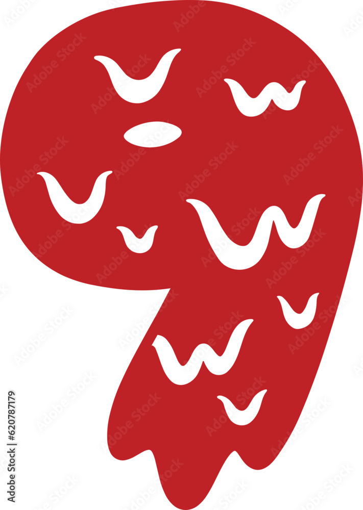 Halloween Blood Melted Dripping Number 9 Nine Halloween Blood Melted Dripping Number 9 Nine