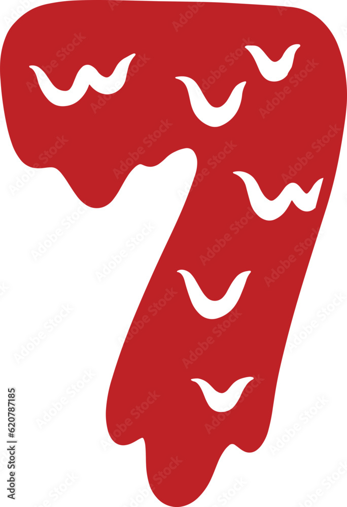 Halloween Blood Melted Dripping Number 7 Seven Halloween Blood Melted Dripping Number 7 Seven