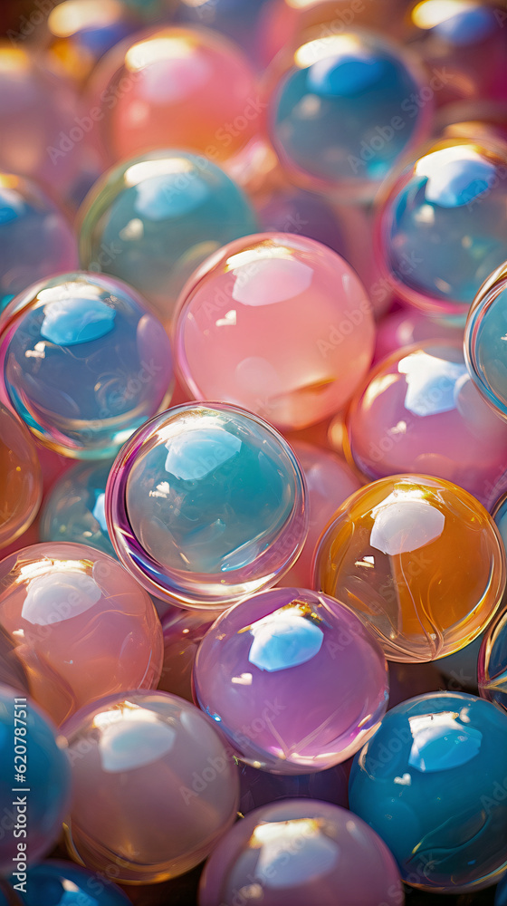 Shiny and colorful pastel glass marbles in a mesmerizing pattern Shiny and colorful pastel glass marbles in a mesmerizing pattern