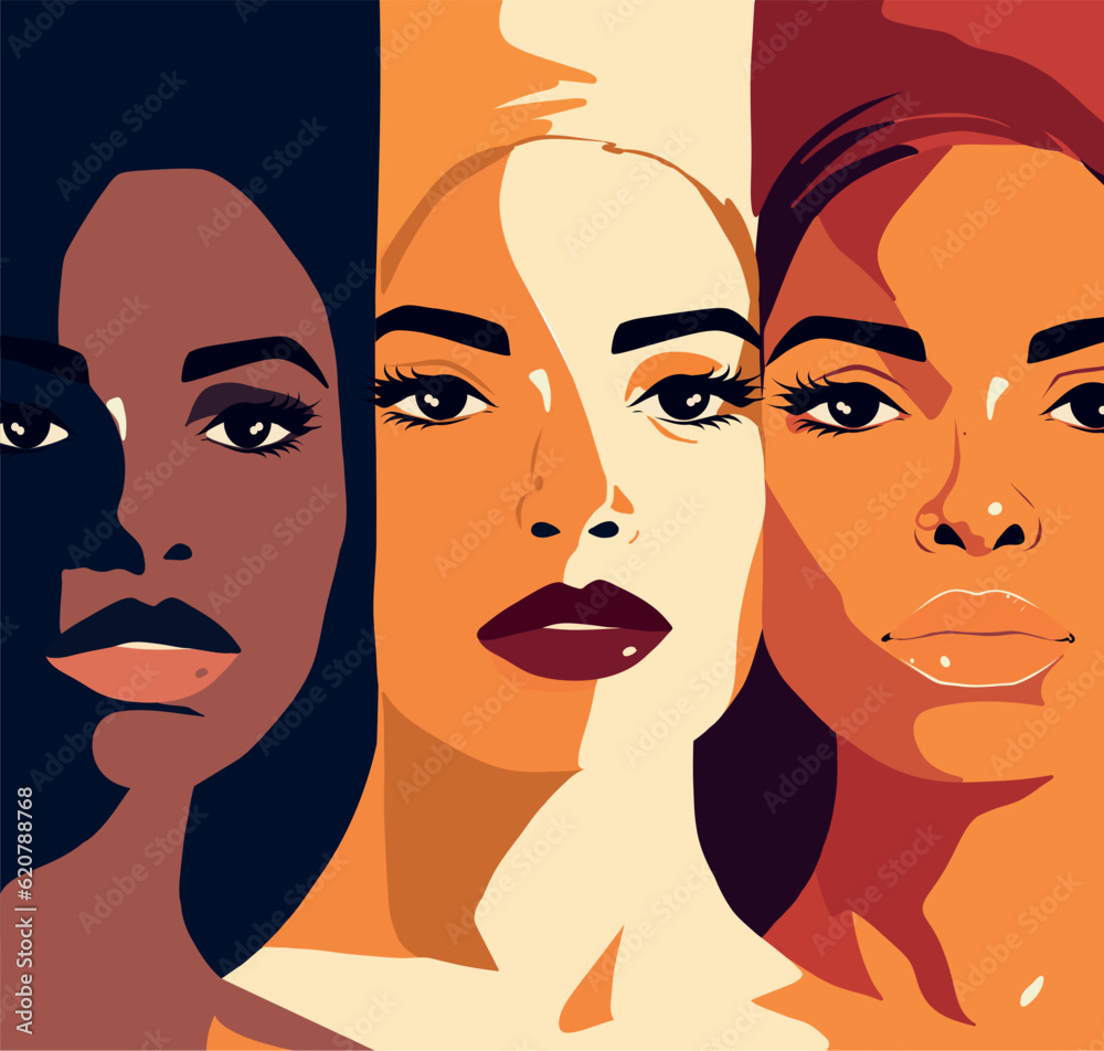 Vector flat illustration of women face for International Women's Day