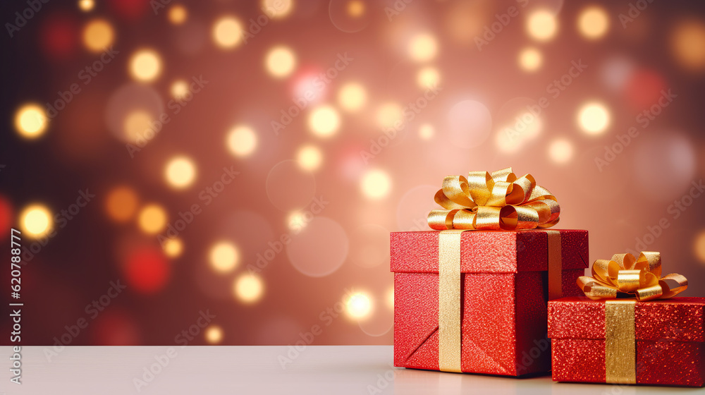 Christmas background with red boxes and christmas tree background Christmas background with red boxes and christmas tree background