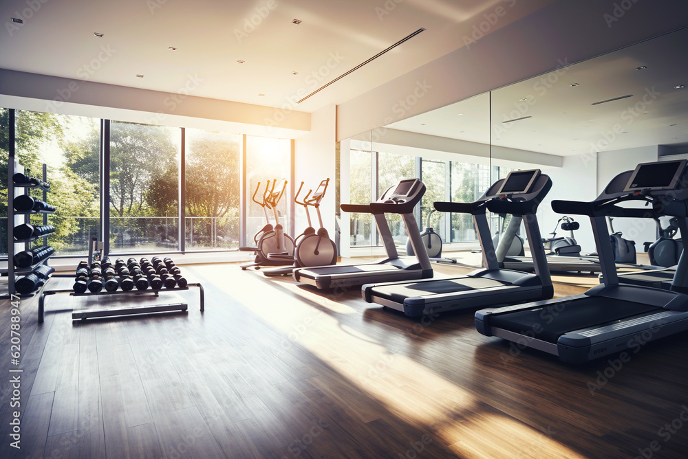 Modern gym interior. A fitness center. Empty room. Modern gym interior. A fitness center. Empty room.